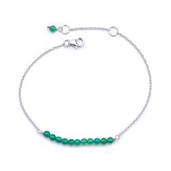 Pulsera Plata Mujer PUM0045RHOVXX Piedras Minerales Onix Verde