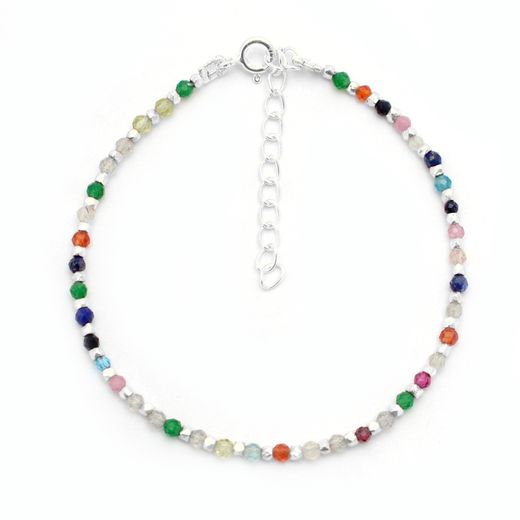 Pulsera Plata Mujer PUM0047PLVA Piedras Minerales Varias