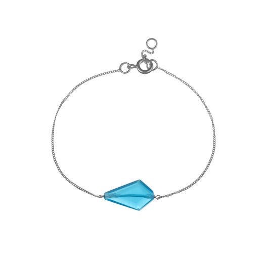 Pulsera Plata Mujer PUM0051RHCB Piedras Minerales Calcedonia Azul Rombo