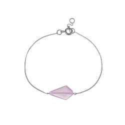 Pulsera Plata Mujer PUM0051RHCR Piedras Minerales Cuarzo Rosa Rombo