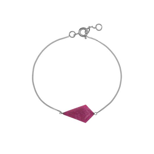 Pulsera Plata Mujer PUM0051RHRU Piedras Minerales Rubí Rombo