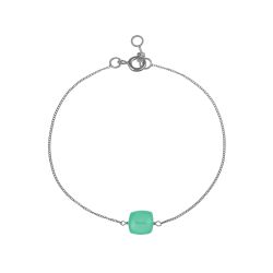 Pulsera Plata Mujer PUM0052RHCA Piedras Minerales Calcedonia Cuadrada