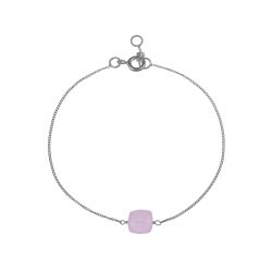 Pulsera Plata Mujer PUM0052RHCR Piedras Minerales Cuarzo Rosa Cuadrada