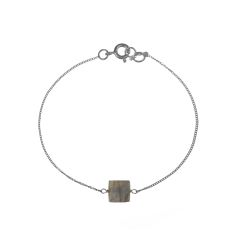 Pulsera Plata Mujer PUM0052RHLA Piedras Minerales Labradorita Cuadrada