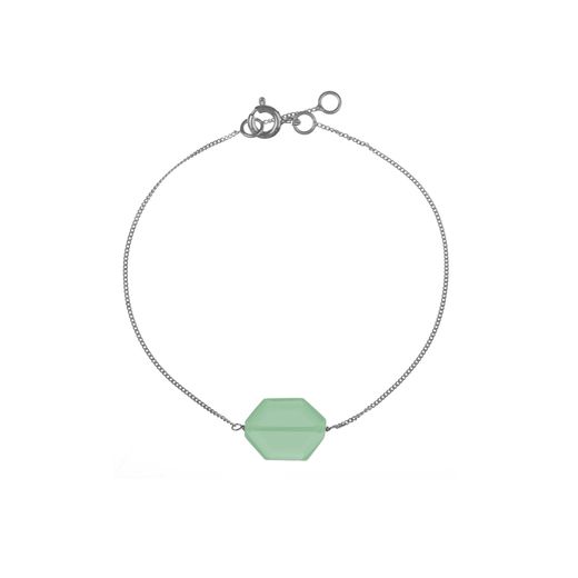 Pulsera Plata Mujer PUM0053RHCA Piedras Minerales Calcedonia Hexagonal