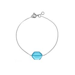 Pulsera Plata Mujer PUM0053RHCB Piedras Minerales Calcedonia Azul Hexagonal