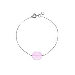 Pulsera Plata Mujer PUM0053RHCR Piedras Minerales Cuarzo Rosa Hexagonal