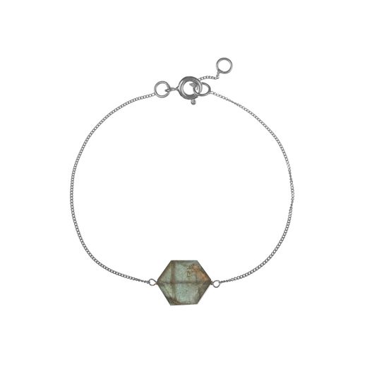 Pulsera Plata Mujer PUM0053RHLA Piedras Minerales Labradorita Hexagonal