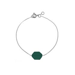 Pulsera Plata Mujer PUM0053RHOV Piedras Minerales Onix Verde Hexagonal