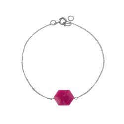 Pulsera Plata Mujer PUM0053RHRU Piedras Minerales Rubí Hexagonal