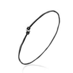 Pulsera Plata Negra 64mm PU00150RU Rigida Perla
