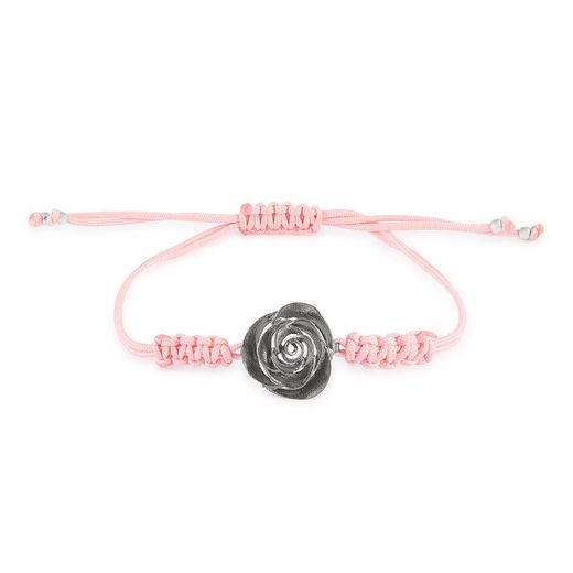 Pulseira Prata Preta Argent Basic 14-22cm PURM027MN1 Macramê Rosa