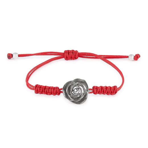 Bracelet Argent Basic Noir 14-22 cm PURM027MN5 Rose Macramé Rouge
