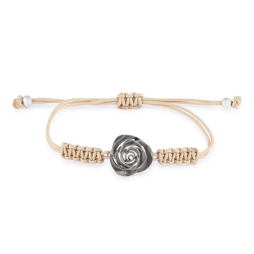 Pulseira Prata Preta Argent Basic 14-22cm PURM027MNB Rosa Macramê Bege