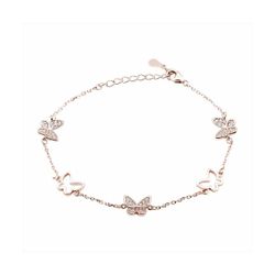 Pulsera Plata Rosa B22061PP Mariposas Circonitas