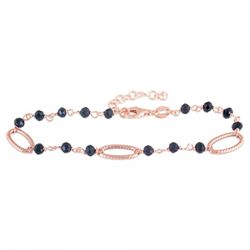 Pulsera Plata Rosa Sovrani 16+3cm AVP136 Cadena Eslabones Con Piedras Negras
