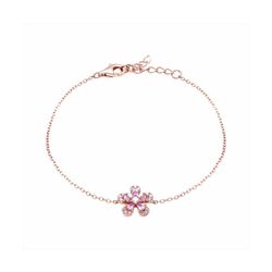 Pulsera Plata Rose B23001PL Flor Con Circonitas Rosadas Bicolor