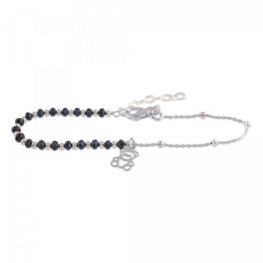 Sovrani Silver Bracelet 16+3cm AVP119 Bear Black Stones