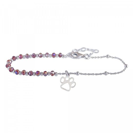 Sovrani Silver Bracelet 16+3cm AVP125 Footprint Red Zirconia