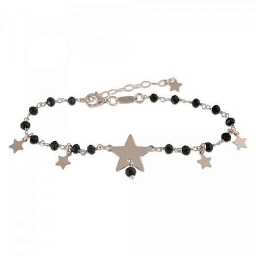 Polsera Plata Sovrani 17+3cm AVP035 Estrelles Boles Negres