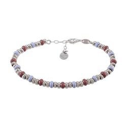 Pulsera Plata Sovrani AVP243 Cuentas Esmaltadas Rojas Y Lila