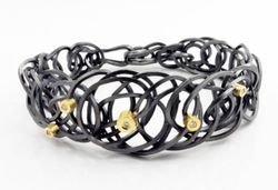 Pulsera Plata Y Oro Arior Brazalete Caos 5 Diamantes 3650540XU