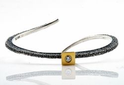 Pulsera Plata Y Oro Arior Texturizado Nil Con Diamante 3020027XU