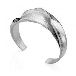 Pulsera Rígida Plata Argent Basic ESRM017 Pliegues Acabado Mate Irregular