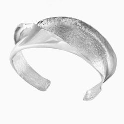 Pulsera Rígida Plata Argent Basic ESRM050 Ola Acabado Mate Irregular