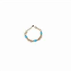 Pulsera Sovrani Bronce 18+5cm J10855 Chapado Con Piedras Turquesa