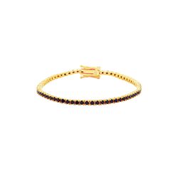 Pulsera Tenis Plata Dorada Mujer PUZ0147DOBK20 Circonitas Negras