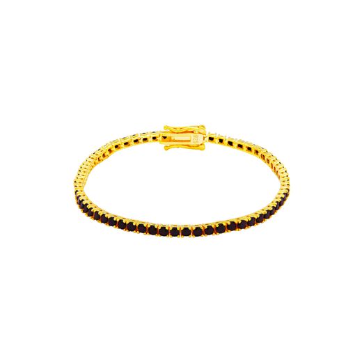 Pulsera Tenis Plata Dorada Mujer PUZ0147DOBK25 Circonitas Negras