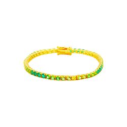Pulsera Tenis Plata Dorada Mujer PUZ0147DOEV30 Circonitas Verdes Multicolor