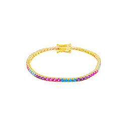 Pulsera Tenis Plata Dorada Mujer PUZ0147DOVA25 Circonitas Multicolor