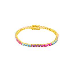 Pulsera Tenis Plata Dorada Mujer PUZ0147DOVA30 Circonitas Multicolor