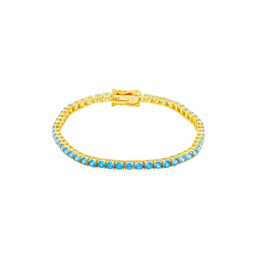 Pulsera Tenis Plata Dorada Mujer PUZ0147DOZA30 Circonitas Azules