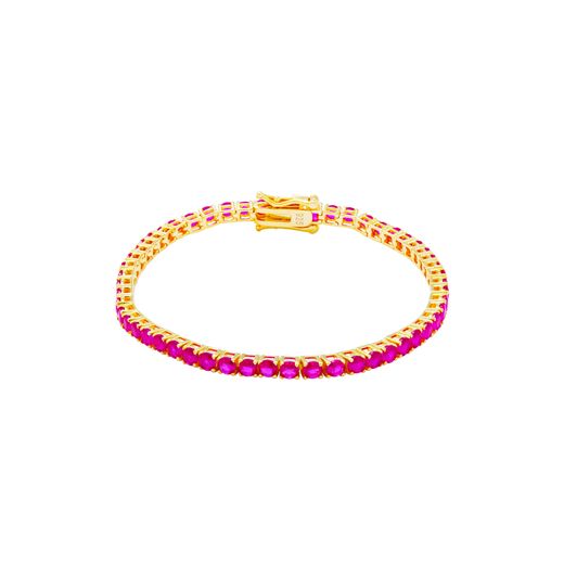 Pulsera Tenis Plata Dorada Mujer PUZ0147DOZR30 Circonitas Rubí
