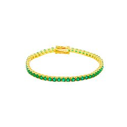 Pulsera Tenis Plata Dorada Mujer PUZ0147DOZV25 Circonitas Verdes