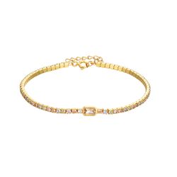 Pulsera Tenis Plata Dorada Mujer PUZ0122DOVA Circonitas