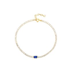 Pulsera Tenis Plata Dorada Mujer PUZ0122DOZA Circonitas Azul Bicolor Blancas