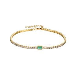 Pulsera Tenis Plata Dorada Mujer PUZ0122DOZV Circonitas Verde Bicolor Blancas