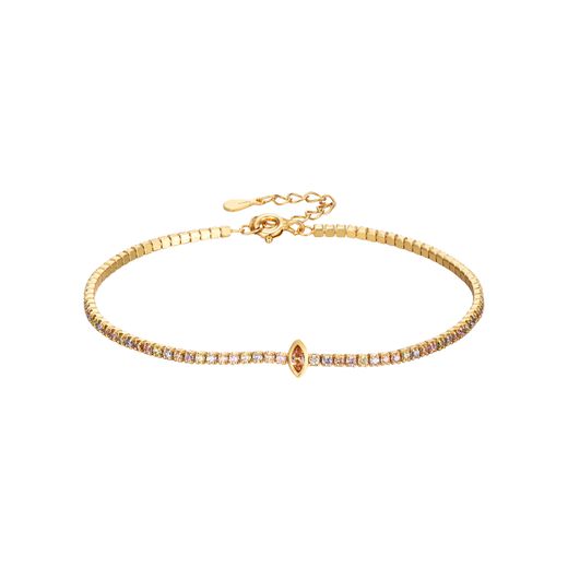 Pulsera Tenis Plata Dorada Mujer PUZ0123DOVA Circonita Marquesa