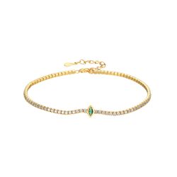 Pulsera Tenis Plata Dorada Mujer PUZ0123DOZV Circonita Marquesa Verde