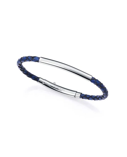 Pulseira Viceroy Aço 21,5cm Masculina 15163P01013 Couro Azul