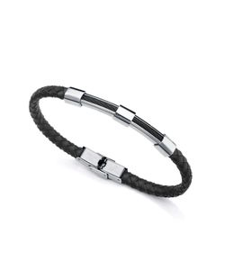 Pulseira masculina vice-rei 14057P01010 couro preto