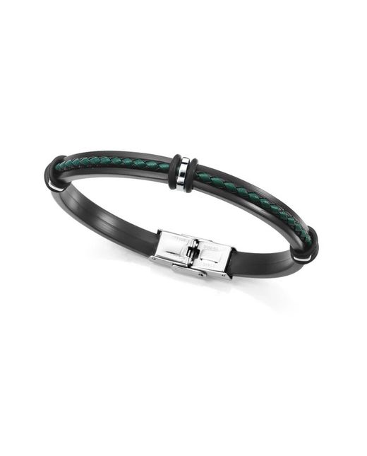 Viceroy mænds armbånd 14128P01010 Grønt læder Tofarvet sort