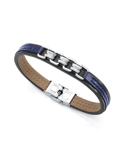 Pulseira masculina Viceroy 15151P01013 couro azul dois tons preto