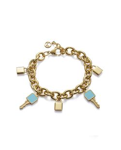Pulsera Viceroy Mujer Acero Dorado Eslabones Llaves Esmalte Azul Candados 75287P01012