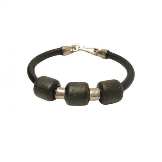 Xernus Silver Bracelet 3NF27101 Black Leather