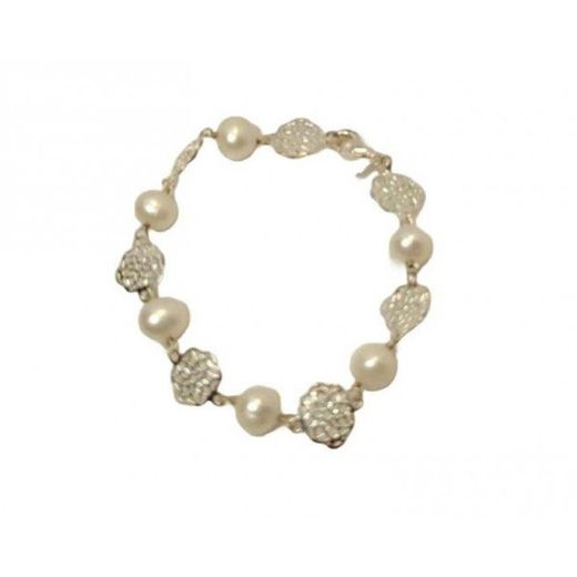 Xernus Gold Plated Bracelet 3NF27167 Openwork Plate Pearls